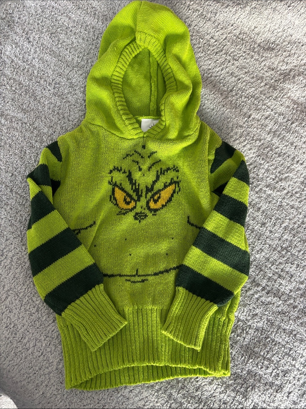 The Grinch - Kids Green Grinch Hooded Sweater - Holiday Knit Pullover